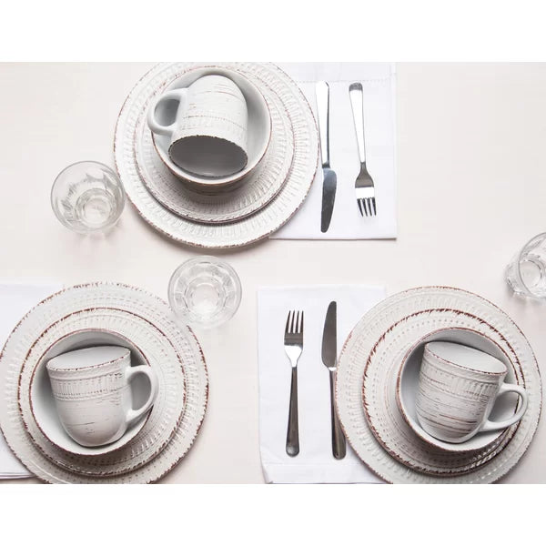 White Willette 16 Piece Dinnerware Set, Service for 4