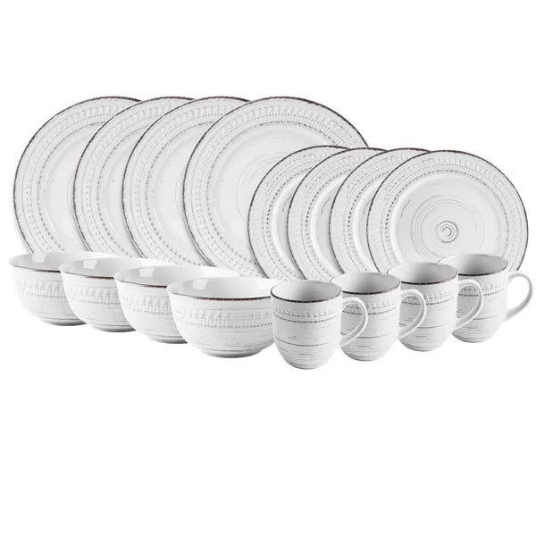 White Willette 16 Piece Dinnerware Set, Service for 4