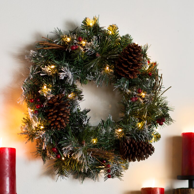 24" H x 24" W x 6" D - Plug-in Willington Lighted Wreath
