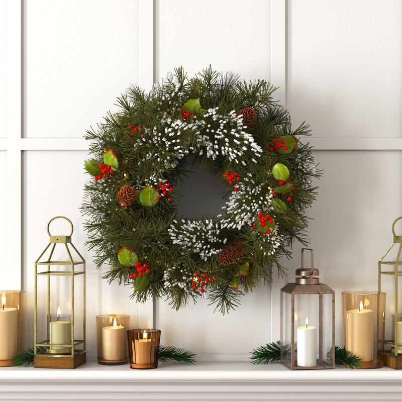 24" H x 24" W x 6" D - Plug-in Willington Lighted Wreath