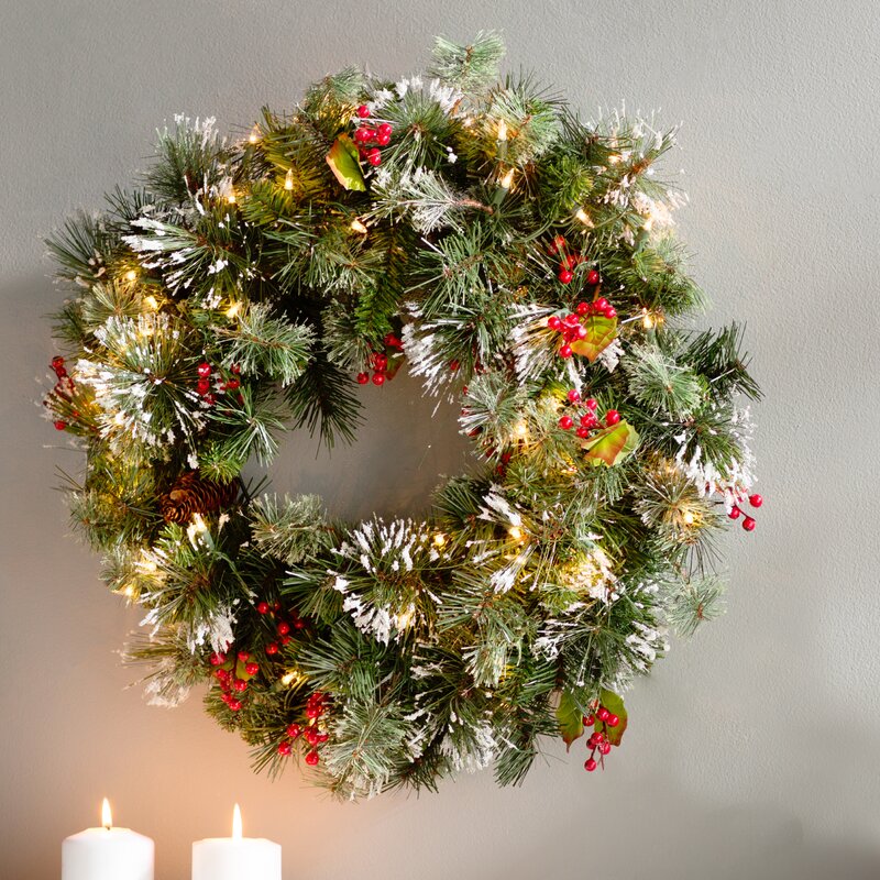 24" H x 24" W x 6" D - Plug-in Willington Lighted Wreath