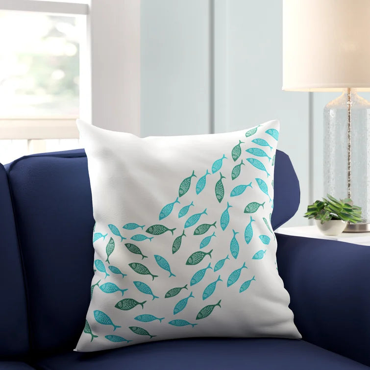 16" H x 16" W Turquoise Wimbled Square Pillow Cover & Insert