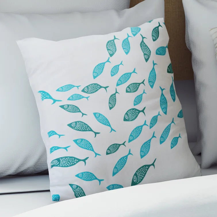 16" H x 16" W Turquoise Wimbled Square Pillow Cover & Insert