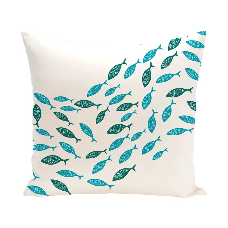 16" H x 16" W Turquoise Wimbled Square Pillow Cover & Insert
