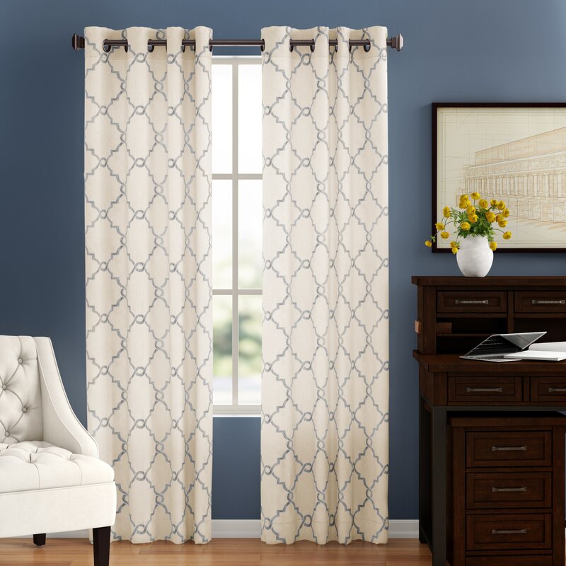 Winnett Geometric Semi Sheer Grommet Curtain Panels - 2 Panels - #TM14