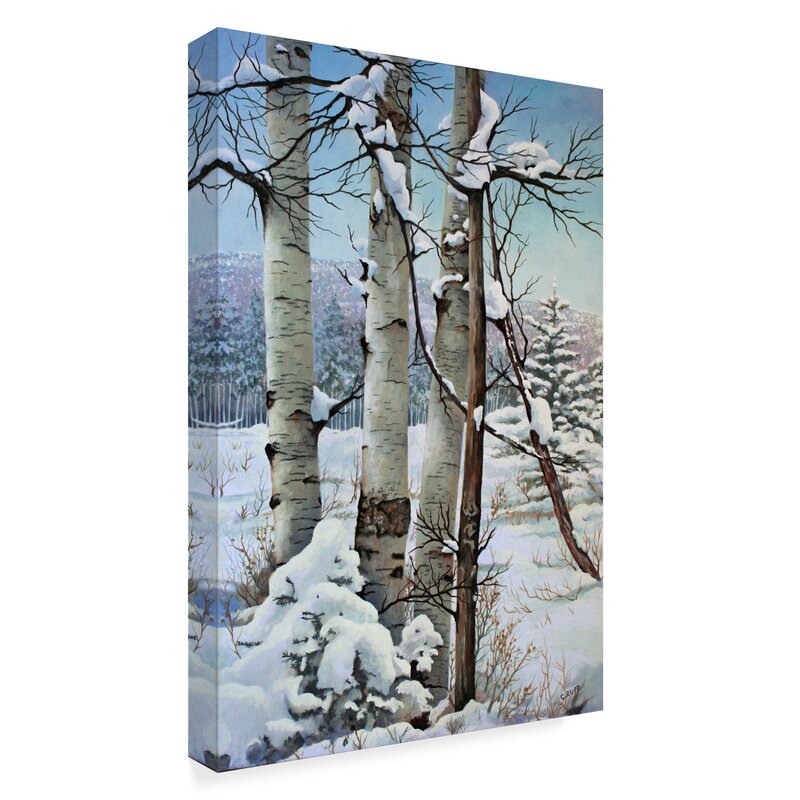 19" H x 12" W x 2" D Winter Snow With Aspen by Carol J Rupp - Print on Canvas