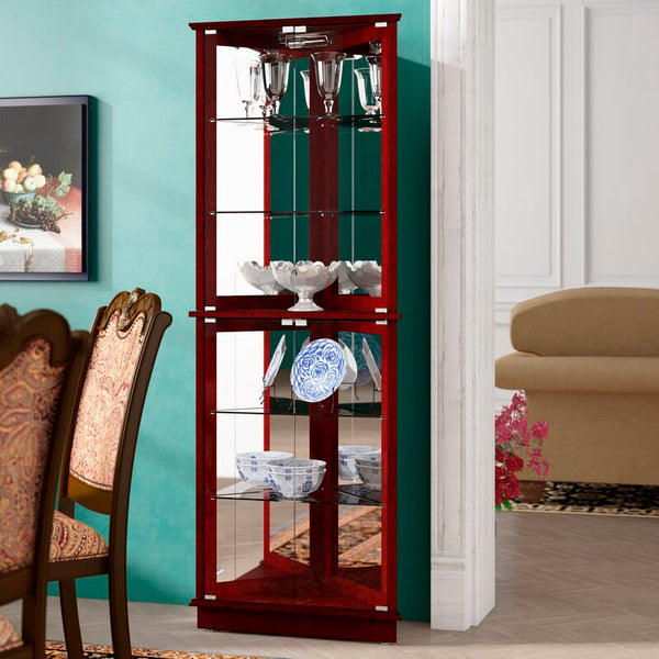 Woen lighted curio shop cabinet