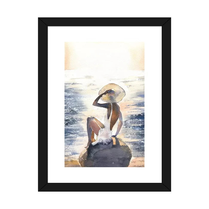 24" H x 16" W x 1" D Woman On A Rock by Marina Ignatova - Painting
