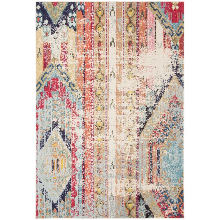 2'2'' x 4' Wooler Southwestern Area Rug in Blue / Orange