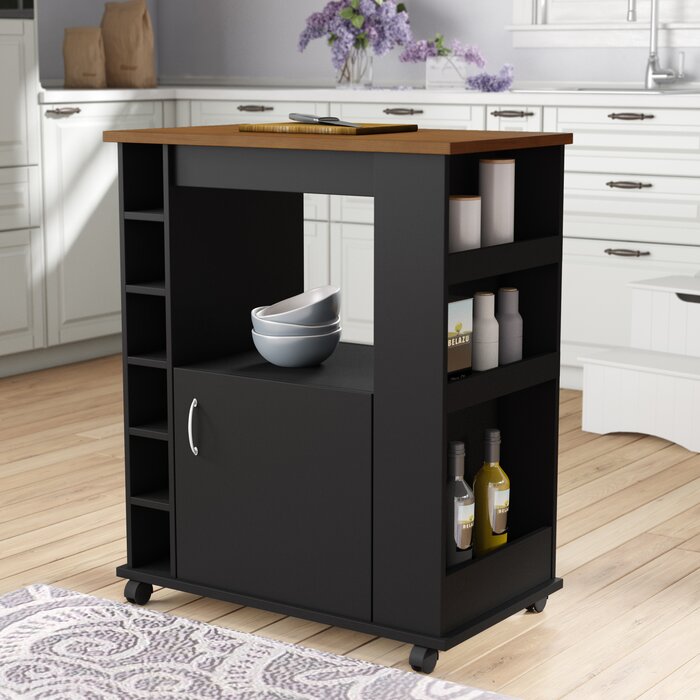 Worcester Kitchen Cart, Black/Pine (#K5909)