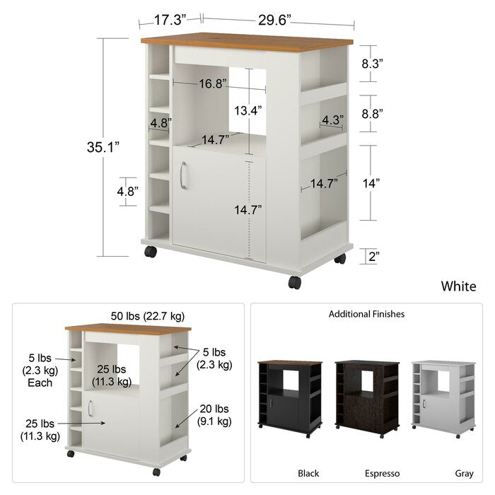 Worcester Kitchen Cart, Black/Pine (#K5909)