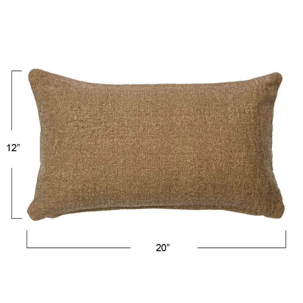 Woven Canvas Lumbar Pillow Cover - Brown 20 in. L X 12 in. W X 0.25 in. H (SET OF 3)