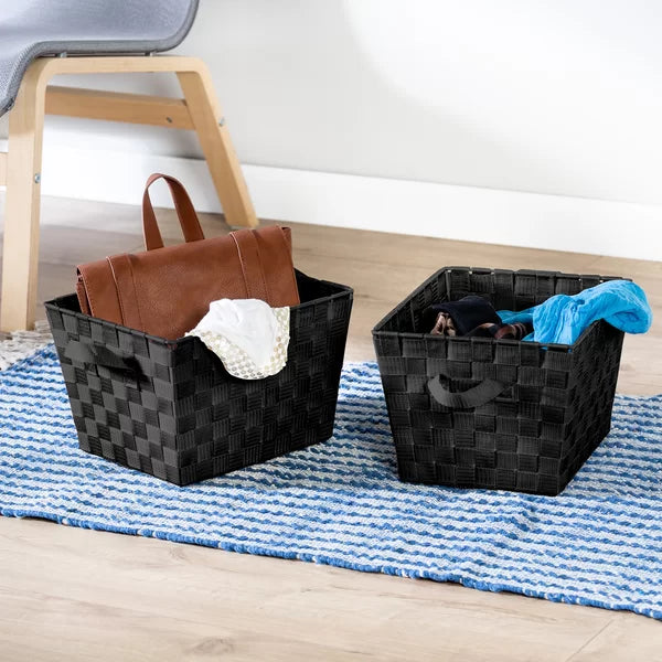 Woven Plastic Basket Set (Set of 2)