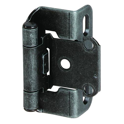 1/2" (13 mm) Overlay Self Closing Partial Wrap Cabinet Hinge Wrought Iron Finish - (Set of 4)