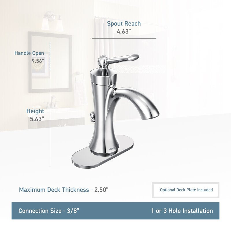 4500 Wynford Single Hole Bathroom Faucet with Drain Assembly (Brushed Nickel) B95-LC813