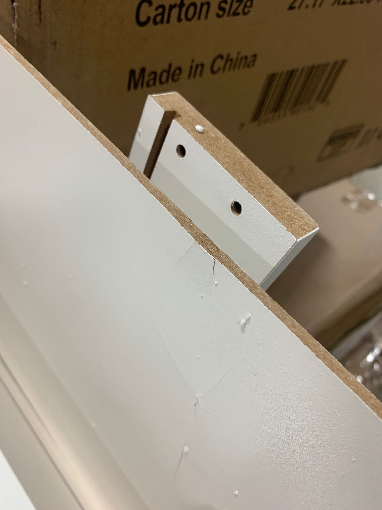 2-Drawer White Nightstands With Metal Legs and Open Shelf *AS-IS*