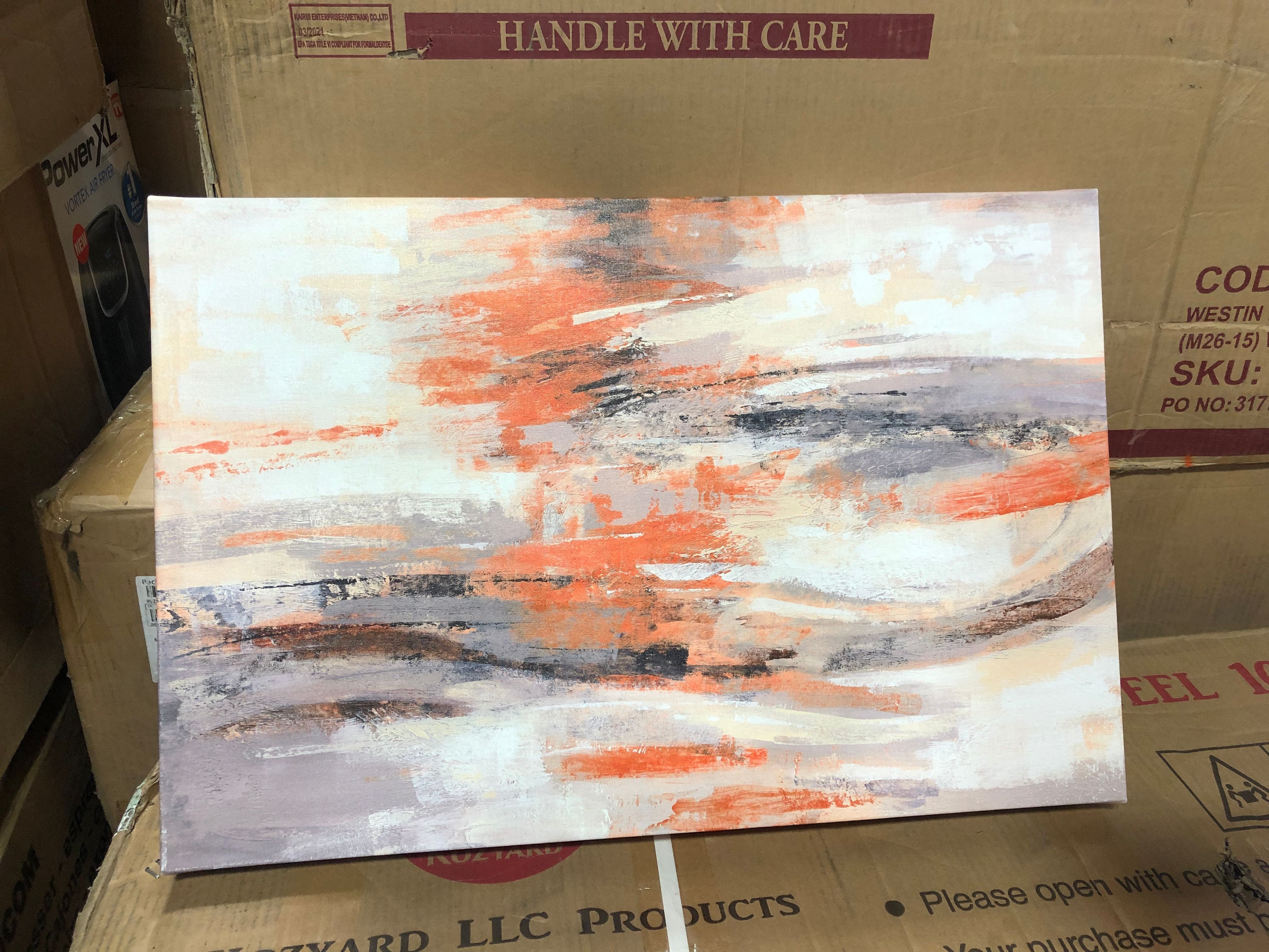 'Golden Dust Orange' Acrylic Painting Print on Wrapped Canvas MG569