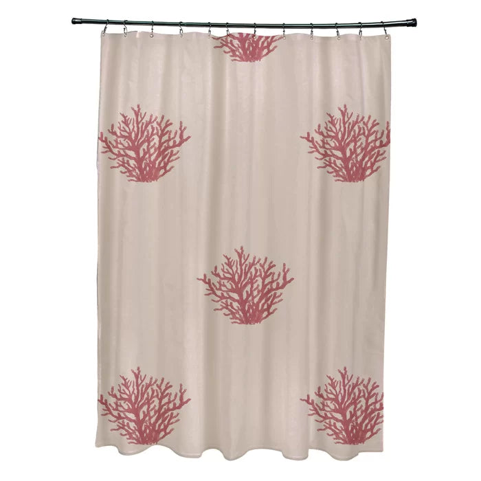 Beige/ Coral Yancy Single Shower Curtain
