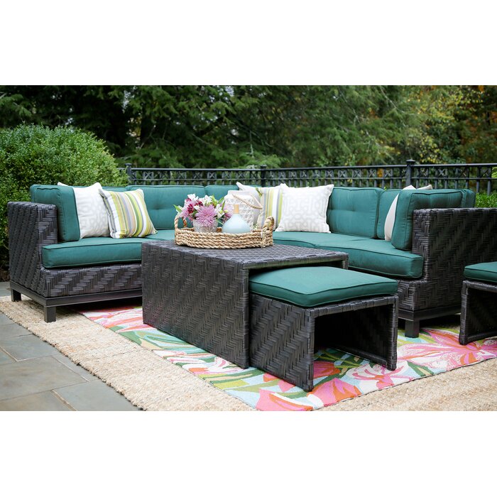 Yara 8 Piece Rattan Sunbrella Sectional Seating Group with Cushions