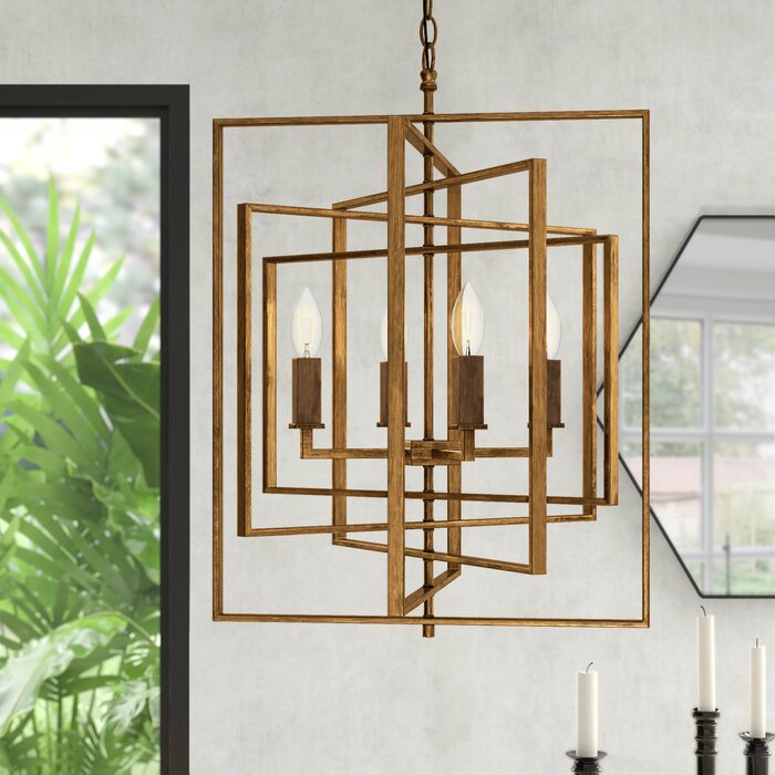 Yarnell 4-Light Lantern Geometric Chandelier