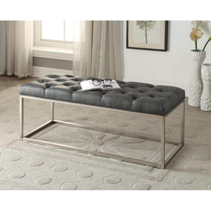 Yoakum Button-Tufted Upholstered Bench