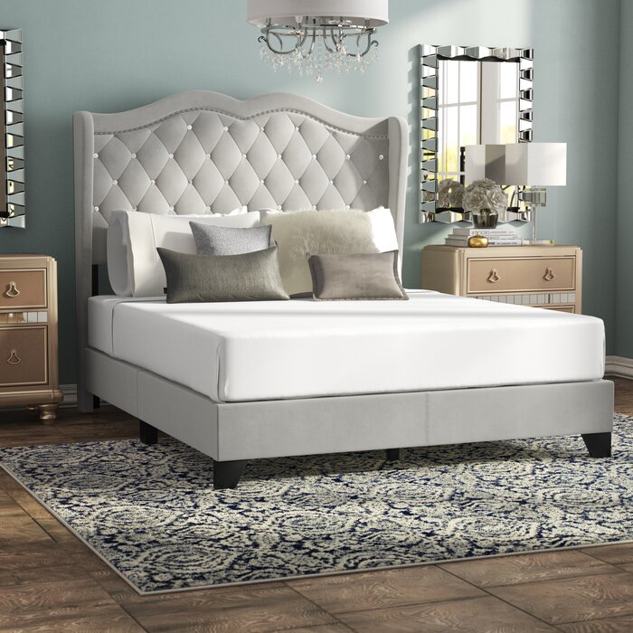 Yusuf tufted upholstered low shop profile standard bed