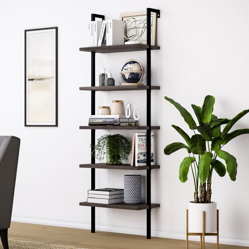 Zachary 72.5'' H x 24'' W Steel Ladder Bookcase pt1019