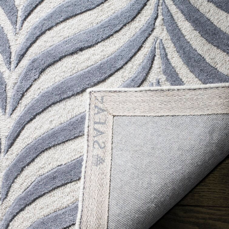 2'-6'' x 4' Zandbergen Striped Handmade Tufted Area Rug in Ivory / Gray