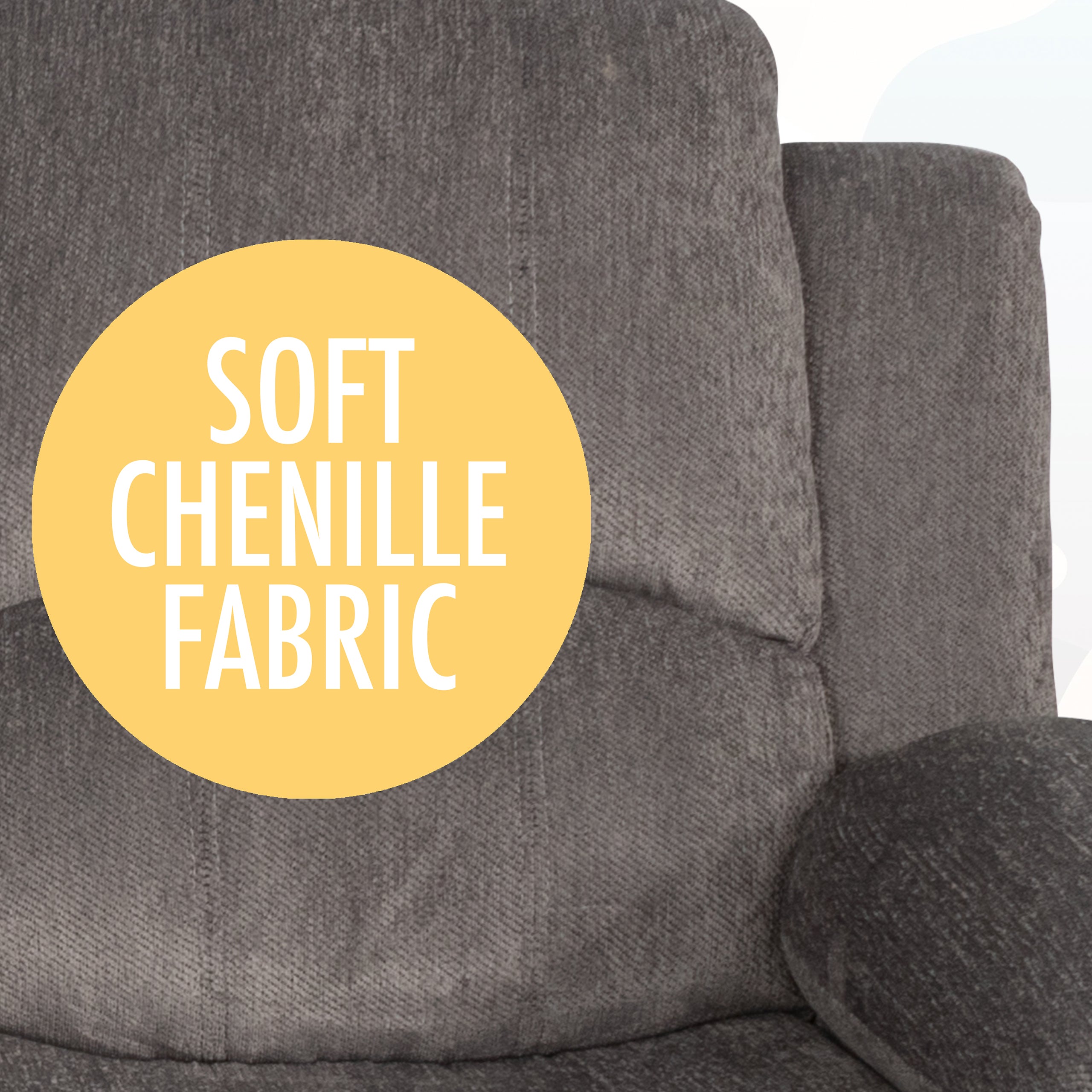 Chelsea Recliner Sofa with 2 Stainless Steal Cup Holders, Plush Fabric (Gray) - RM339
