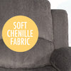 Chelsea Recliner Sofa with 2 Stainless Steal Cup Holders, Plush Fabric (Gray) - RM339
