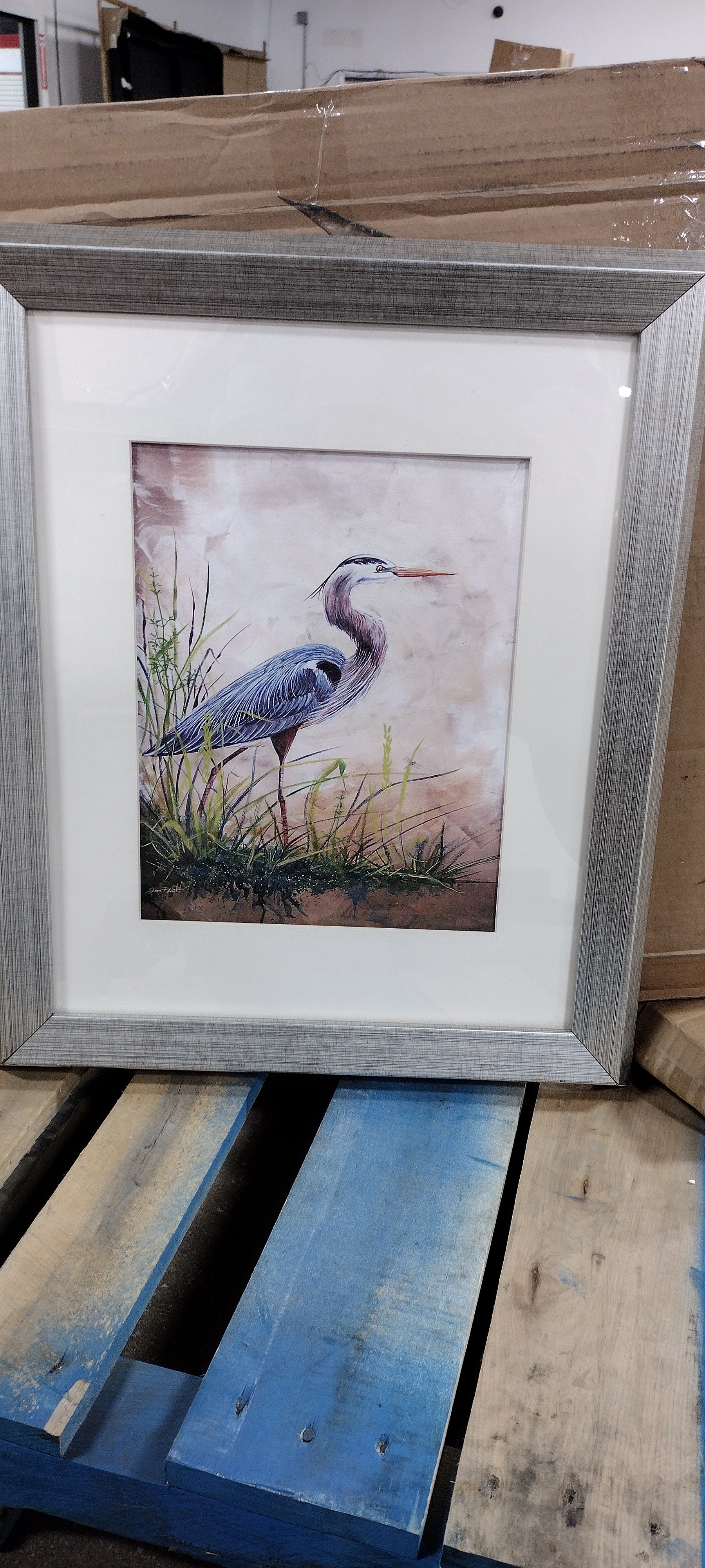 23.5" H x 19.5" W x 0.75" D Heron In The Reeds by - Picture Frame Graphic Art on Canvas