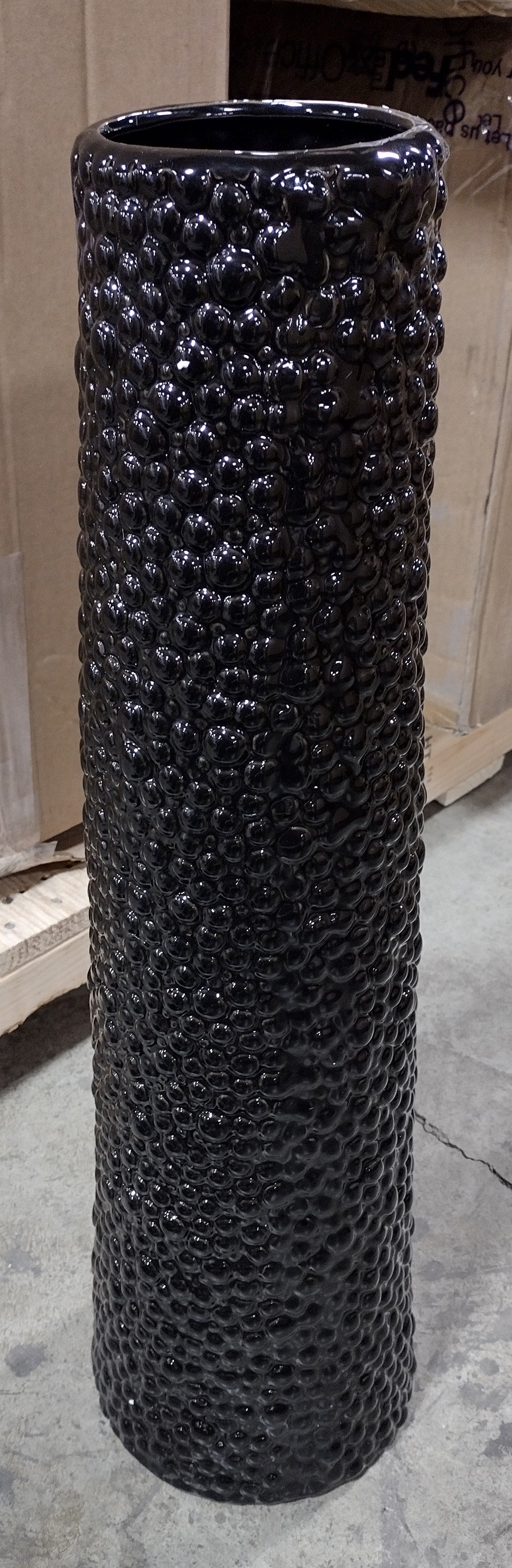 Black Ceramic Decorative Vase with Bubble Texture