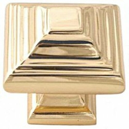 Alno, Geometric, 1 1/4" Stacked Square Knob, Polished Brass HAB308