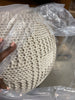Berlin Casual Knitted Filled Ottoman Ivory Round Pouf