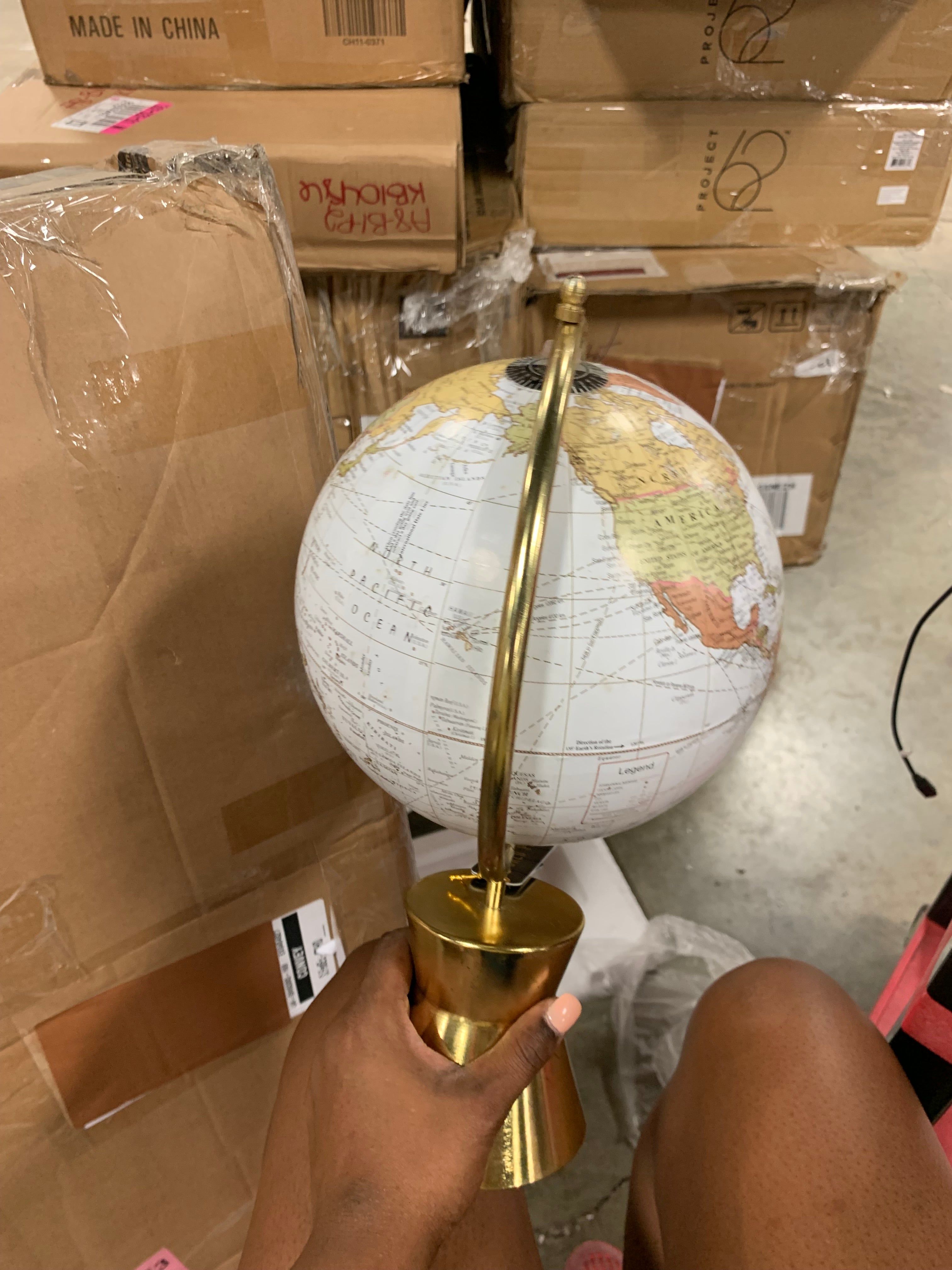 White Globe With Gold Stand, set of 4