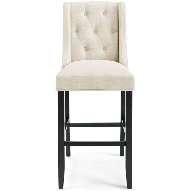 Baronet Tufted Button Upholstered Fabric Bar Stool,Beige