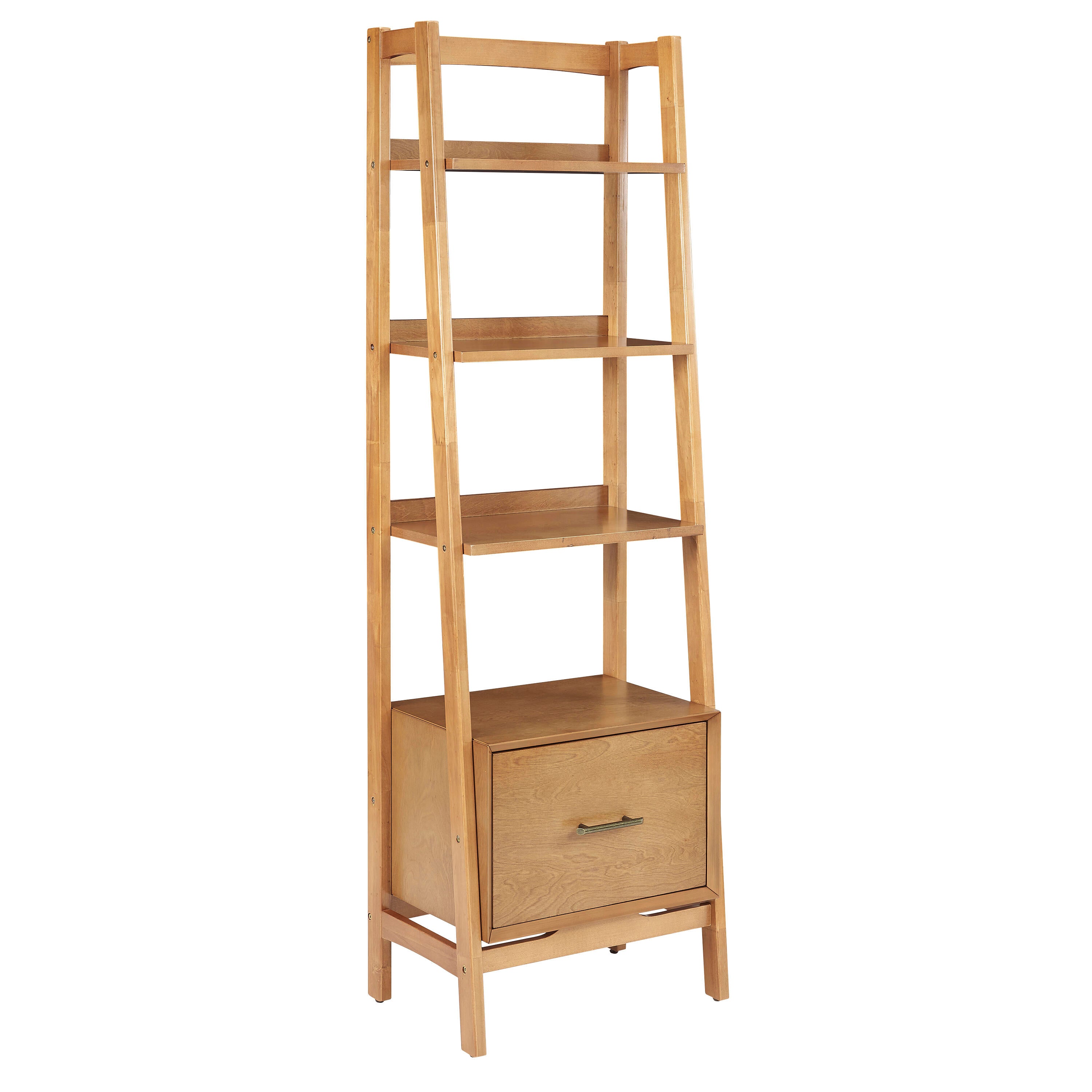 70.13 in. Acorn Wood 4-shelf Ladder Bookcase with Open Back 7315