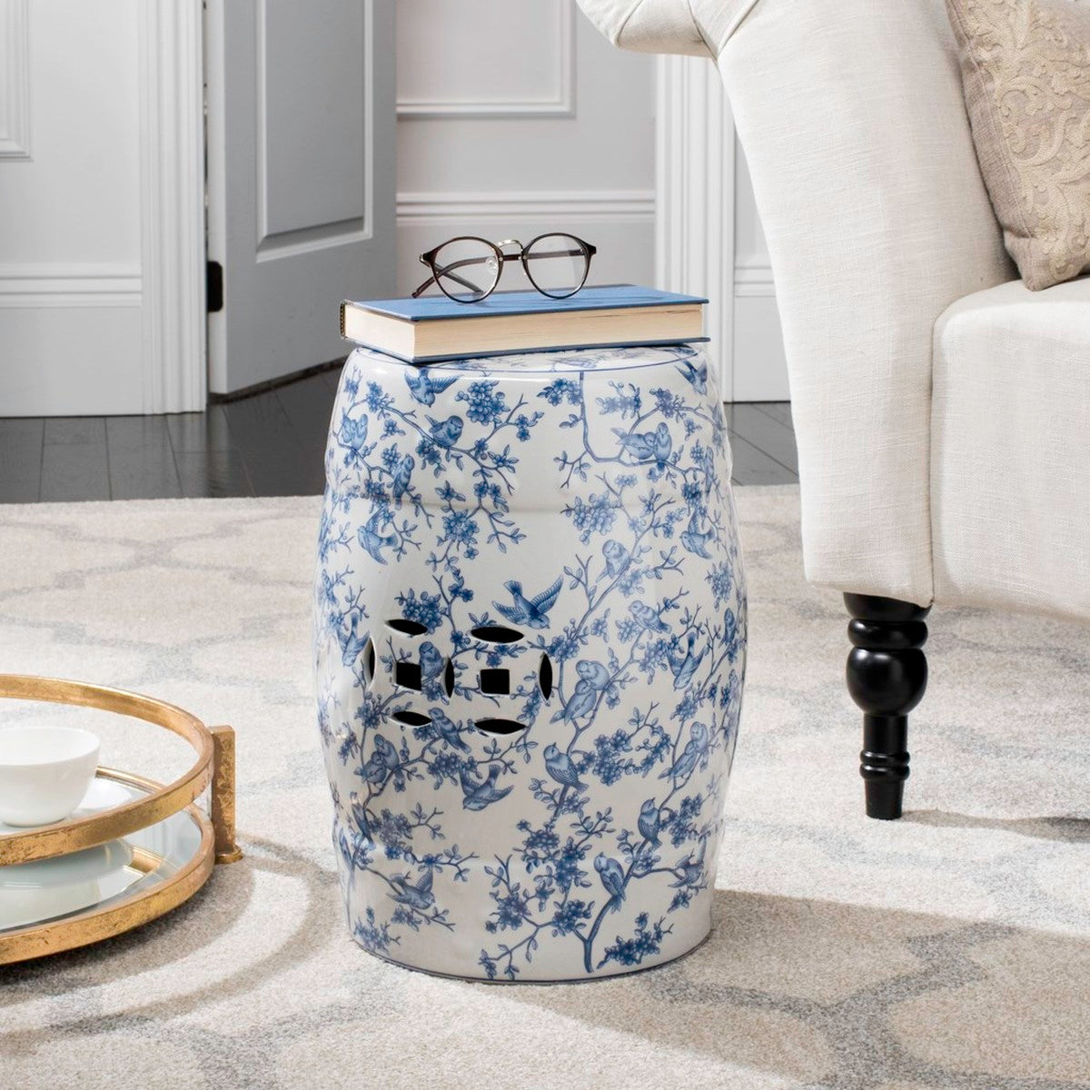 Blue Birds Garden Stool LX4841