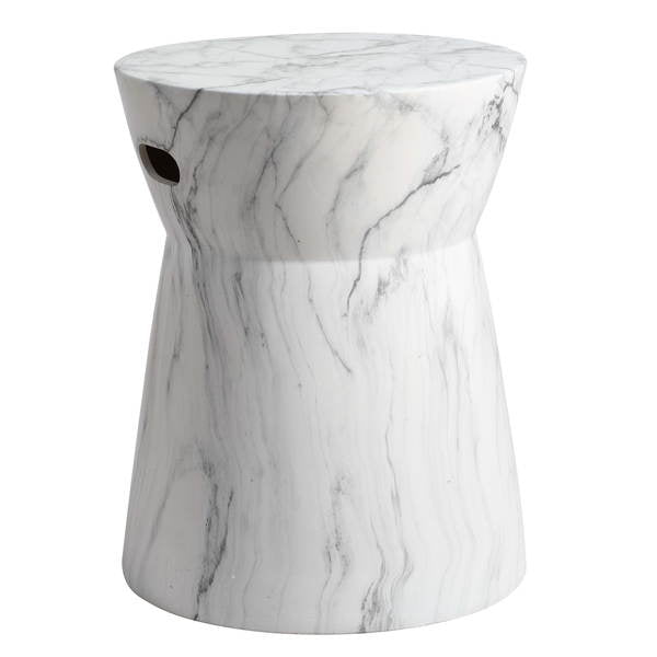 Balboa Marble Garden Stool, White/Black (#K6055)