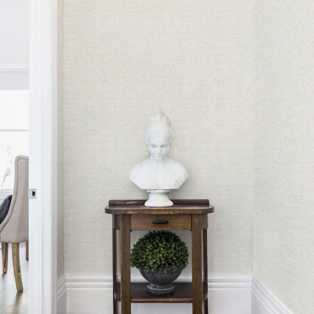 20 Ft x 27 In Papyrus Weave Peel and Stick Wallpaper White