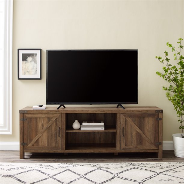 70" Rustic Farmhouse Barn Door TV Stand - Reclaimed Barnwood DR6023