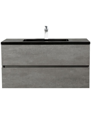 40 inch Cement Grey Wall Mount Vanity with Integrated Black Sink (2 Boxes) TTR509