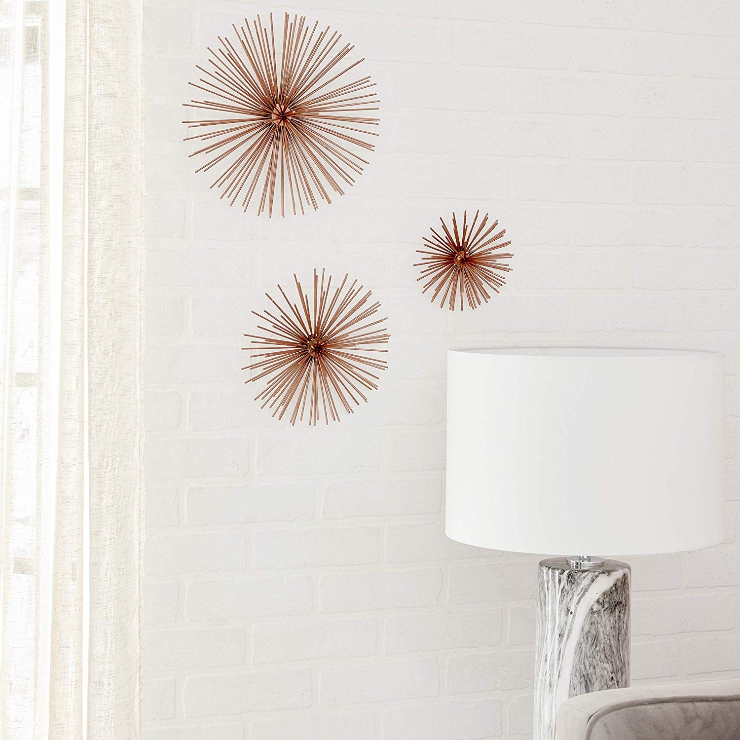Set of 3 - Industrial Arts Iron Copper Brown Starburst Wall Decor (#418)