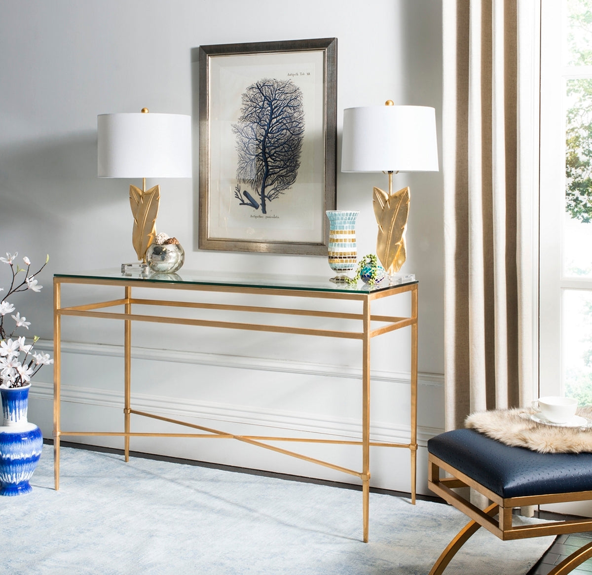 Baumgarten Glass Top Console Table