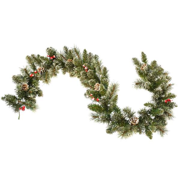 6 ft. Snow Cashmere Mix Pine Garland 106-Tips and Pinecones and Berry JJ478