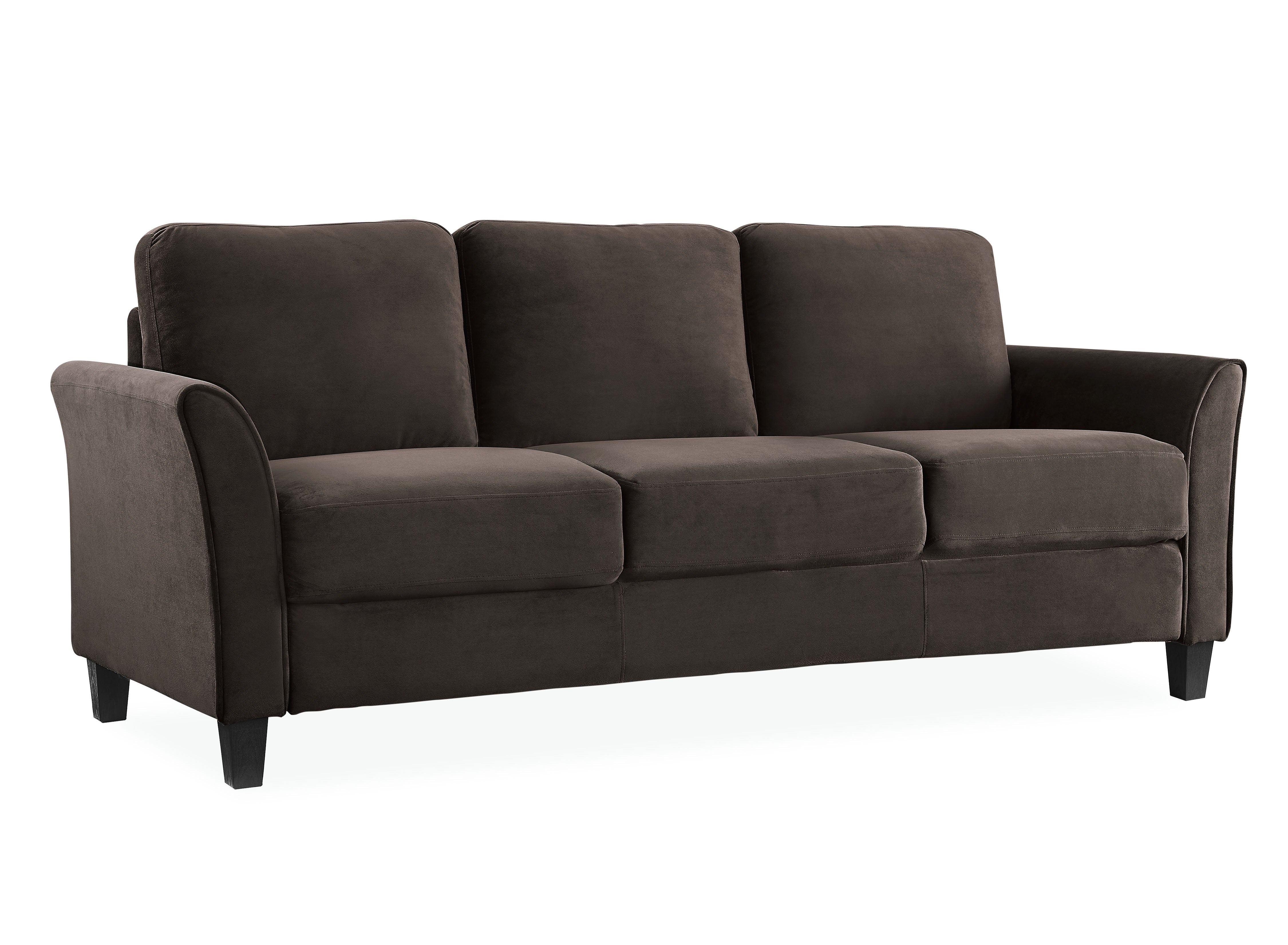 Alexa 3-Seat Curved Arm Microfiber Sofa, Coffee #CR2211