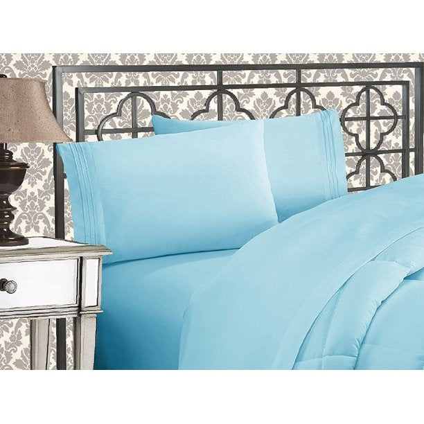 1800 TC 6 PIECE SHEET SET FLAT SHEET FITTED SHEET 4 PILLOW CASES, B84-DS477