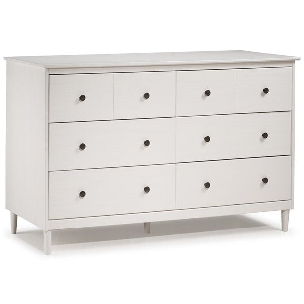 6 Drawer Solid Wood Dresser in White