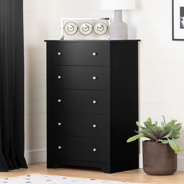 South Shore Vito 5-Drawer Chest Dresser Bedroom Pure Black *AS-IS*