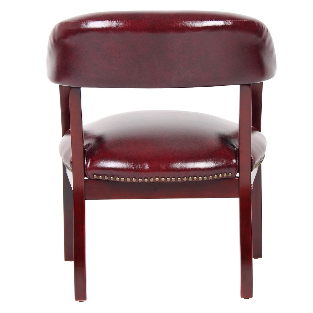 Boss Traditional Vinyl Wood Mid-Back Guest Chair